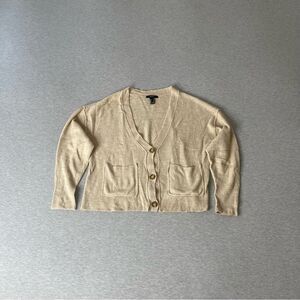 Forever 21 Women’s Oatmeal Cropped Button Up Cardigan Sweater